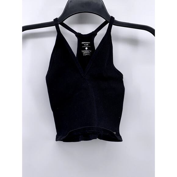 REFORMER Women's Black Ribbed V-Neck Racerback Cropped Tank Top SZ XS/S - Picture 3 of 9